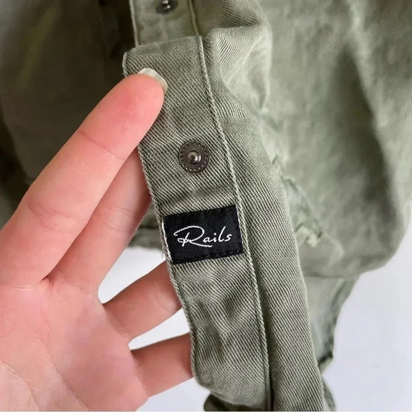 Rails Marcel Sage with Stars Shirt Jacket Long Sleeve Button Down Green Pocket S - Picture 6 of 10